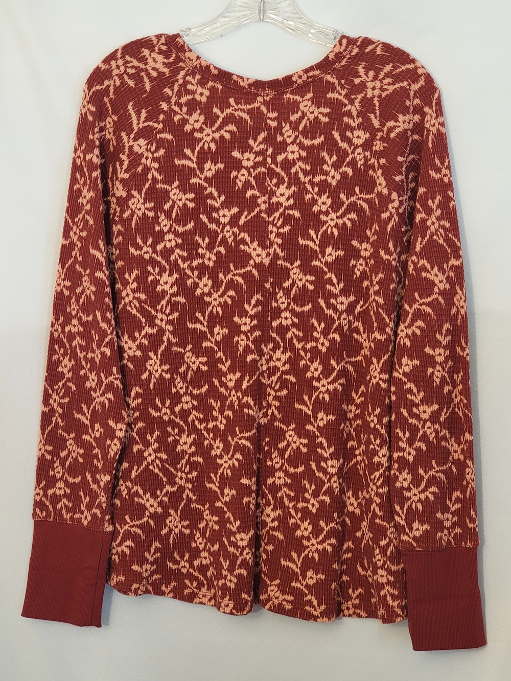 Knox Rose Waffle Knit Floral Ribbed Top Size 1X - Picture 5 of 7
